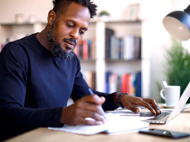 Man working on laptop